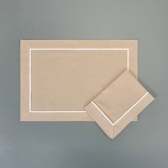 Soft Biyeli 2'li Amerikan Servis - Bej - 35x50 cm - 3