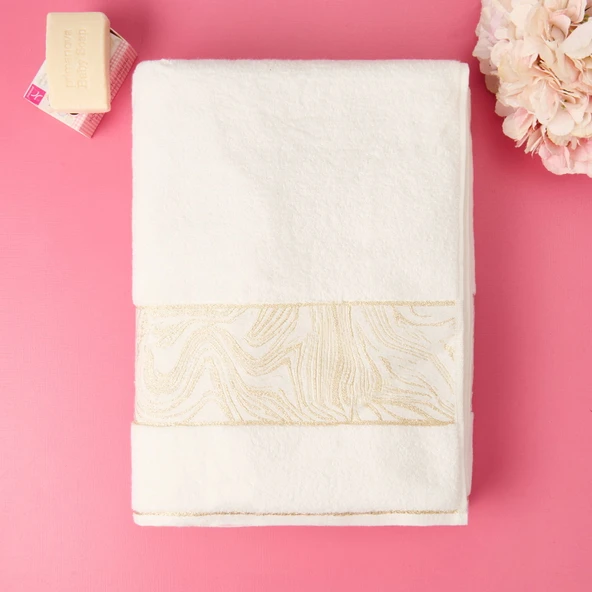 Soft Simli Banyo Havlusu - Beyaz - 90x150 cm