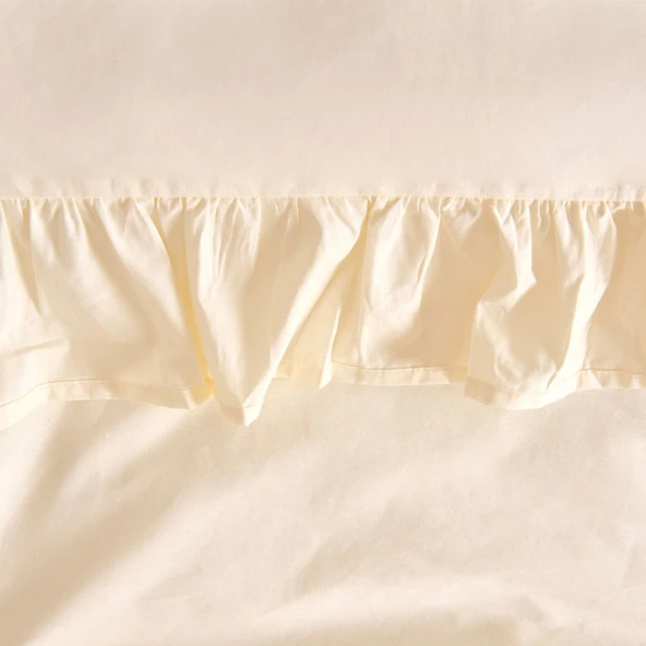 Soft Fırfırlı Çift Kişilik Nevresim Takımı - Bej - 3