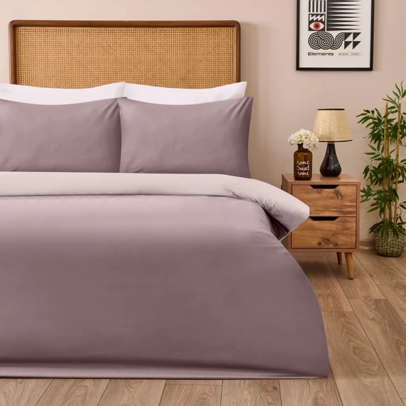 Soft Çift Renkli Tek Kişilik Nevresim Takımı - Bej / Taş - 2