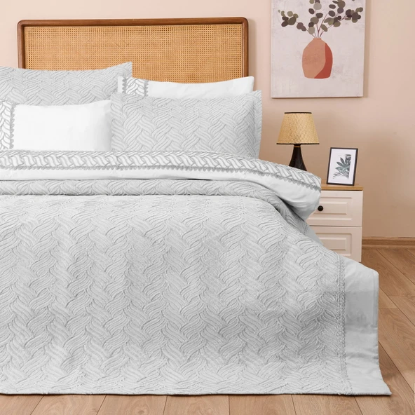 Store Elenore Çift Kişilik 7 Parça Yatak Örtüsü Seti - Gri ürün görseli