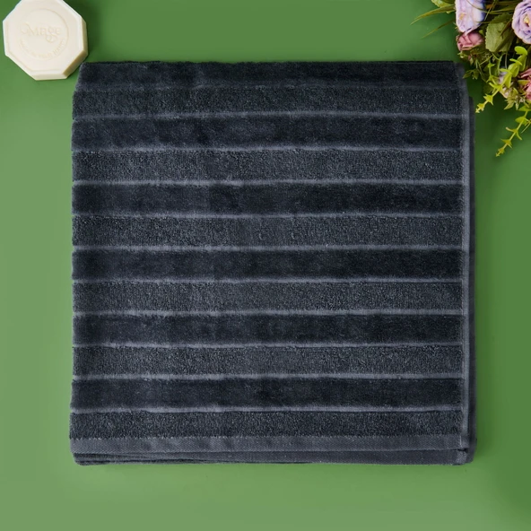 Soft Kadife Banyo Havlusu - Antrasit - 70x140 cm