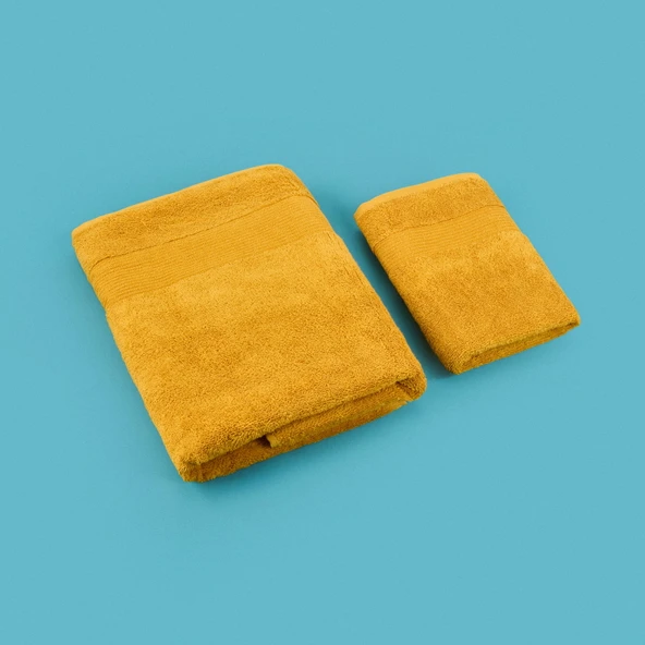 Soft Ella 2'li Hamam Seti - Hardal - 50x70 cm + 70x140 cm - 3
