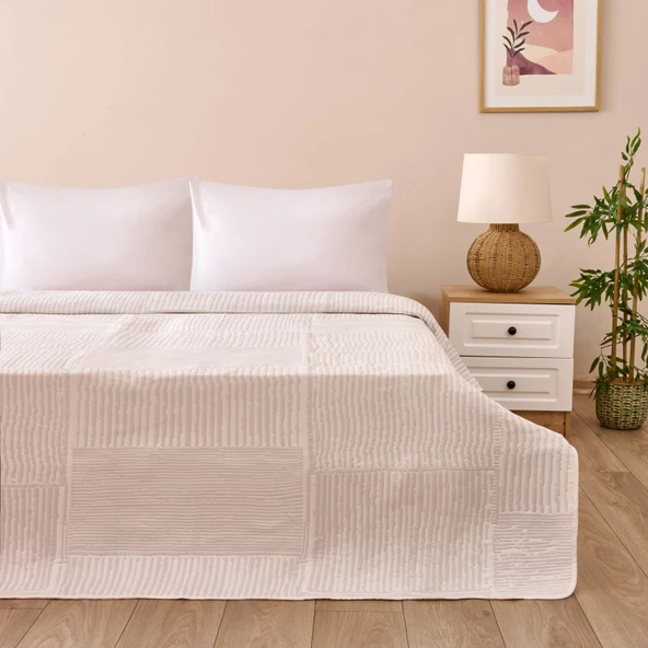 Soft Arven Çift Kişilik Yatak Örtüsü - Beyaz - 260x250 cm ürün görseli