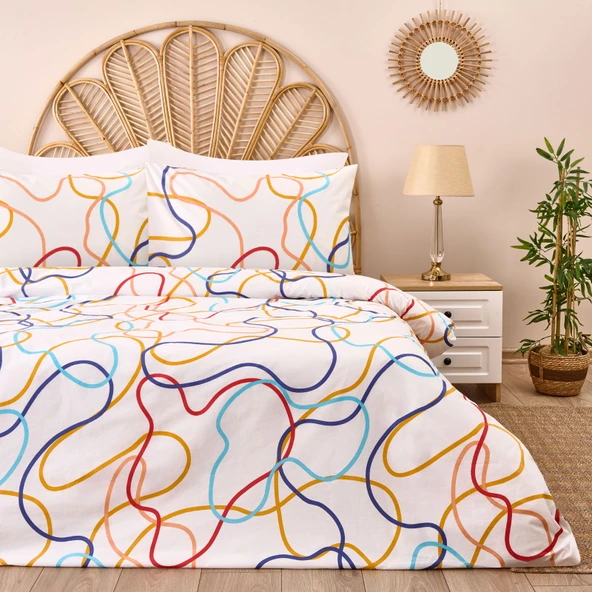 Soft Vonal Çift Kişilik Nevresim Takımı - Renkli ürün görseli
