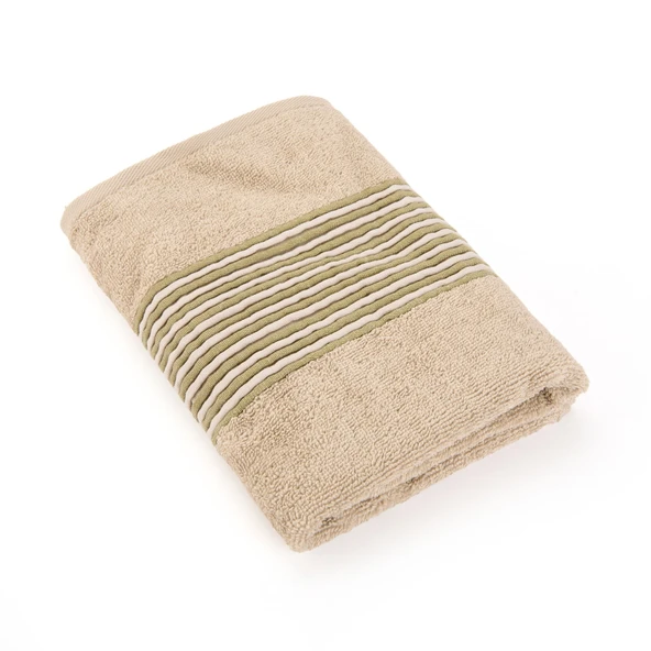 Soft İpliği Boyalı Linen Border Yüz Havlusu - Bej - 50x80 cm - 2