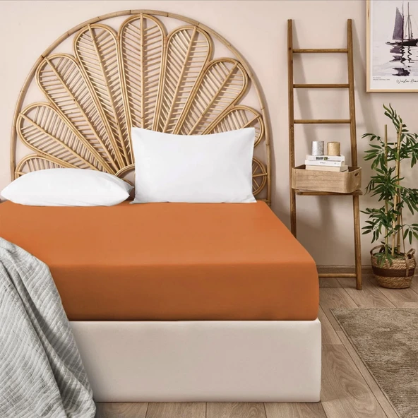 Soft Çift Kişilik Düz Kenar Çarşaf - Turuncu - 240x260 cm ürün görseli