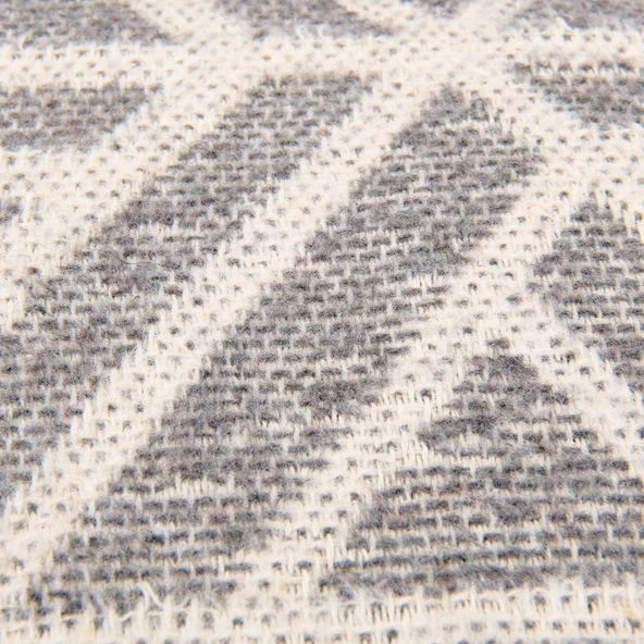 Yün Rozet Tek Kişilik Battaniye - Gri - 150x200 cm - 2