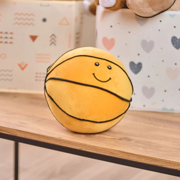 Soft Basket Topu Figürlü Yastık - Turuncu - 75x75 cm ürün görseli 1