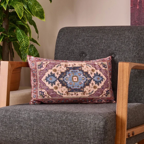 Soft Etnik Desenli Kırlent - Renkli - 30x50 cm ürün görseli