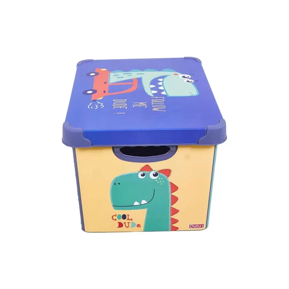 Dinozor Figürlü Oyuncak Kutusu - Renkli - 17 lt - 2