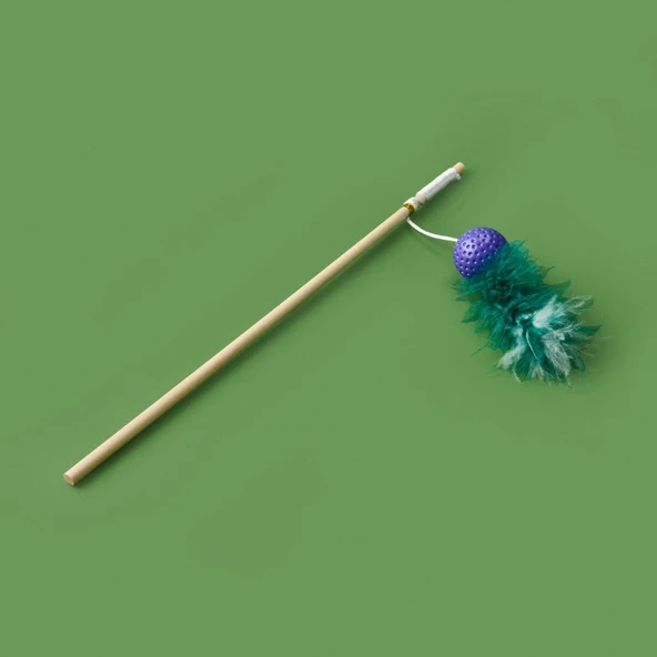 Ahşap Saplı Kedi Oyuncağı - Asorti - 41 cm - 2