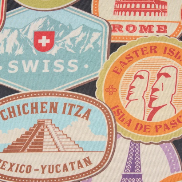 Mektup Pulu Baskılı Orta Boy Valiz Kılıfı - Renkli - 64x45x26 cm - 2