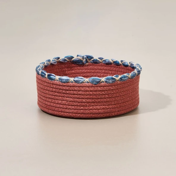 Living Colorful Örgü İpli Sepet - Renkli - 21x7 cm - 2