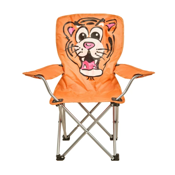 Katlanır Kaplan Desenli Çocuk Kamp Sandalyesi - Turuncu ürün görseli