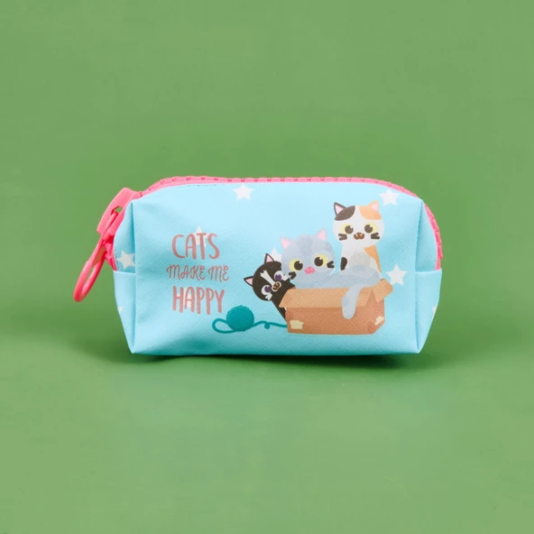 Unick Color Zipper Cats Kalem Kutusu - Asorti - 20x13 cm - 2