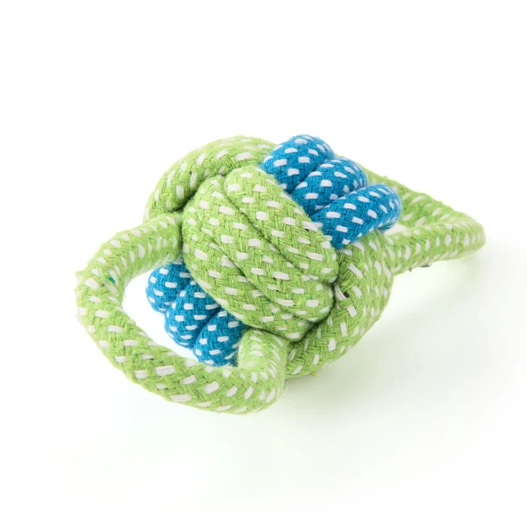 Örgü İpli Burgu Köpek Oyuncağı - Yeşil - 20 cm - 2