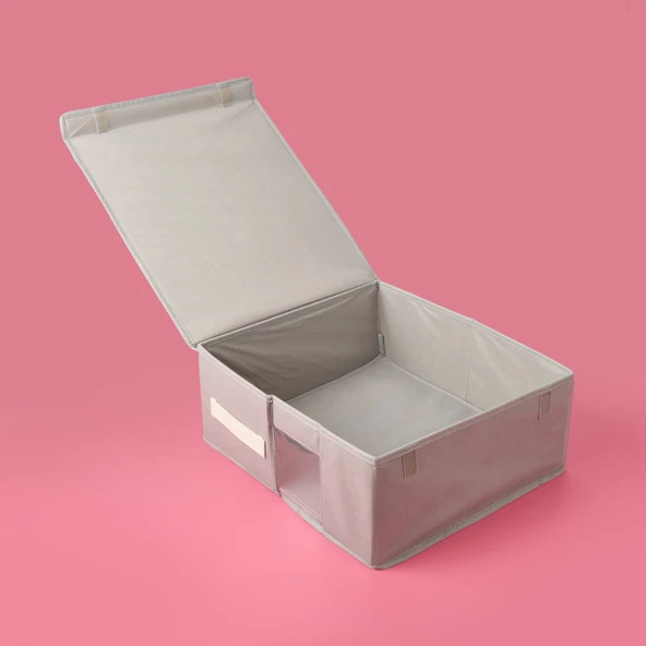 Home PVC Detaylı Hurç - Gri - 38x33x15 cm - 3