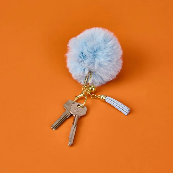 Ponpon Anahtarlık - Asorti - 13 cm - 2