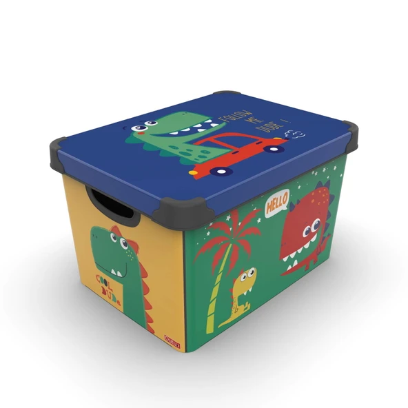 Dinozor Figürlü Oyuncak Kutusu - Renkli - 17 lt