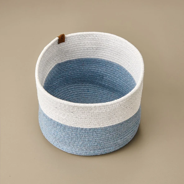 Living Yuvarlak Organizer Sepet - Gri / Beyaz - 14x24x24 cm - 3