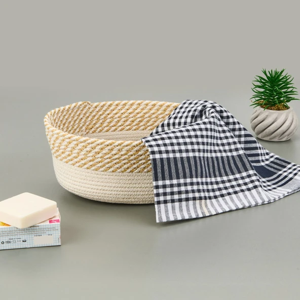 Living Boho Style Sepet - Beyaz / Bej - 25x20x10 cm