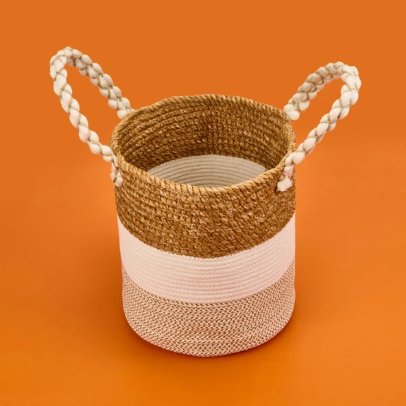 Living Boho Style Büyük Örgü Sepet - Renkli - 25x25 cm - 3