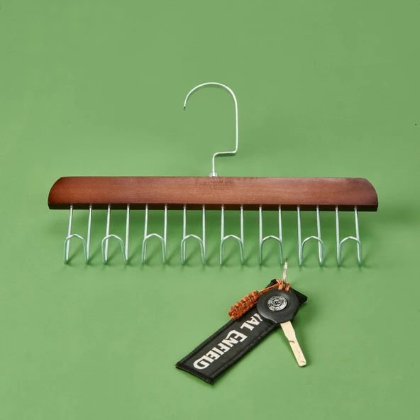 Çok Fonksiyonlu Kancalı Askı - Kahverengi - 28x19 cm