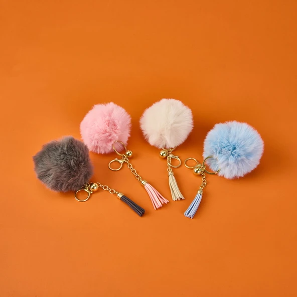 Ponpon Anahtarlık - Asorti - 13 cm - 3