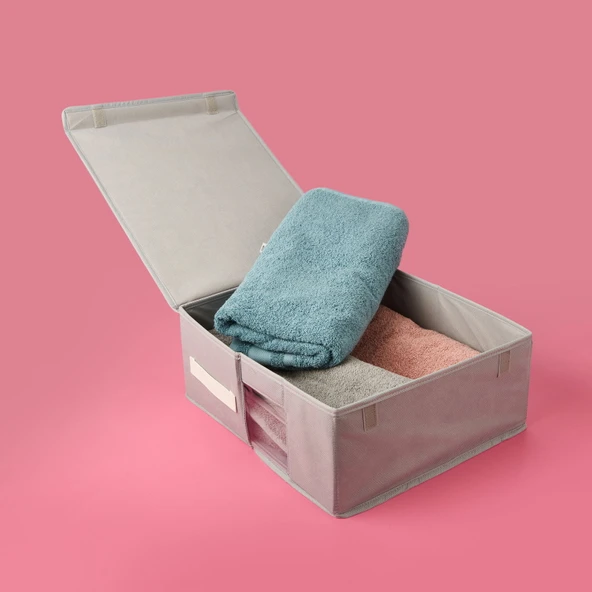 Home PVC Detaylı Hurç - Gri - 38x33x15 cm