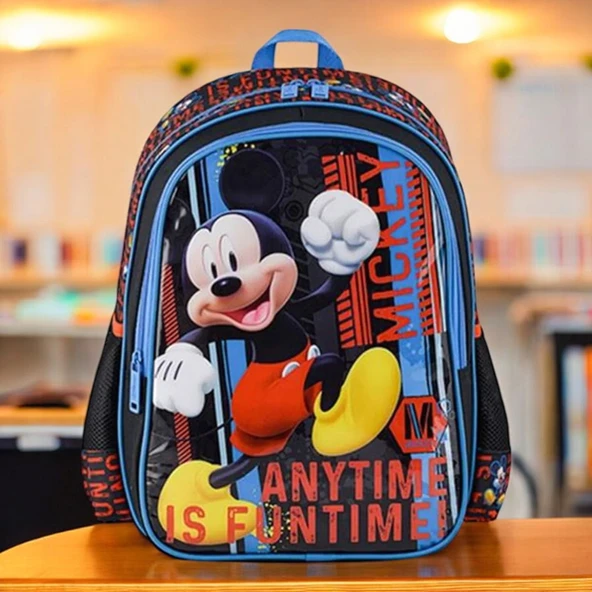 Mickey Mouse Okul Çantası - Renkli - 40x15x30 cm