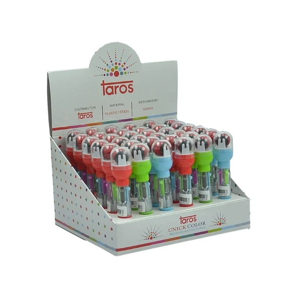 Unick Color Pastel Mühürlü Kısa Çoklu Tükenmez Kalem - Asorti - 10 cm - 2
