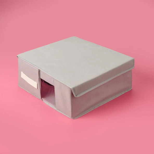 Home PVC Detaylı Hurç - Gri - 38x33x15 cm - 2