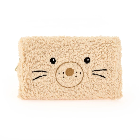 Teddy Desenli Peluş Kalemlik - Bej - 22x12 cm - 2
