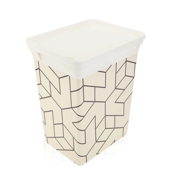 Çizgili Mutfak Çöp Kovası - Beyaz / Siyah - 20 lt - 3