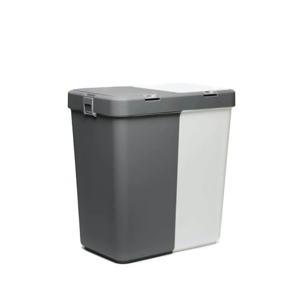 Duo Laundry Çamaşır Sepeti - Antrasit / Beyaz - 80 lt - 2