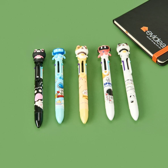 Unick Color New Cats 6 Renkli Tükenmez Kalem - Asorti - 17 cm