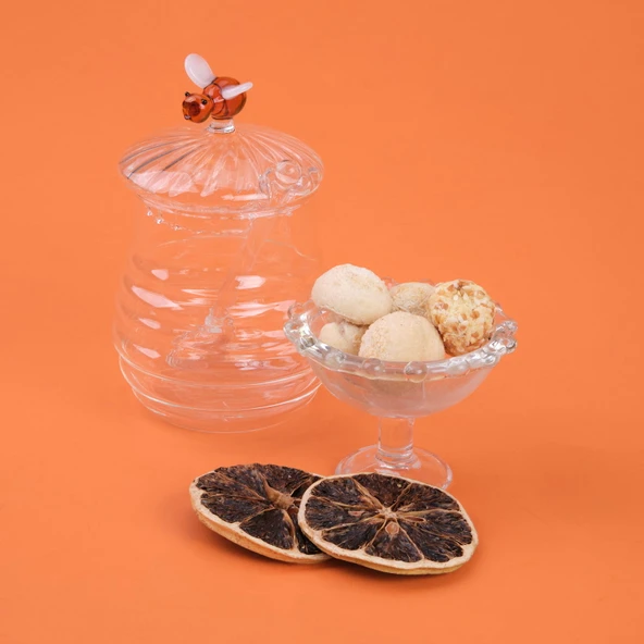 Kitchen Borosilikat Cam Bal Kavanozu ve Kaşık - Şeffaf - 260 ml - 2
