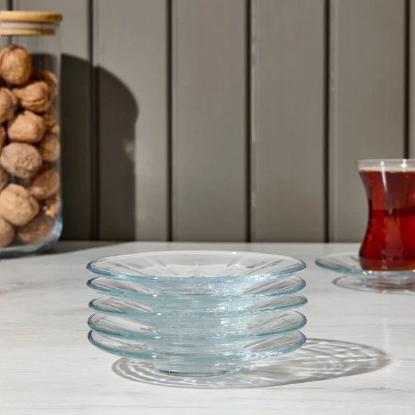 6'lı Çay Tabağı - Şeffaf - 12 cm