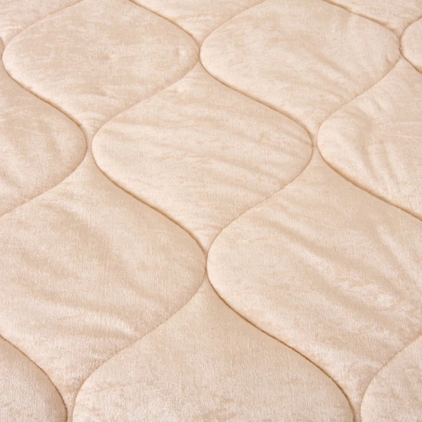 43182 Çift Kişilik Kadife Yorgan - Bej - 195x215 cm - 2