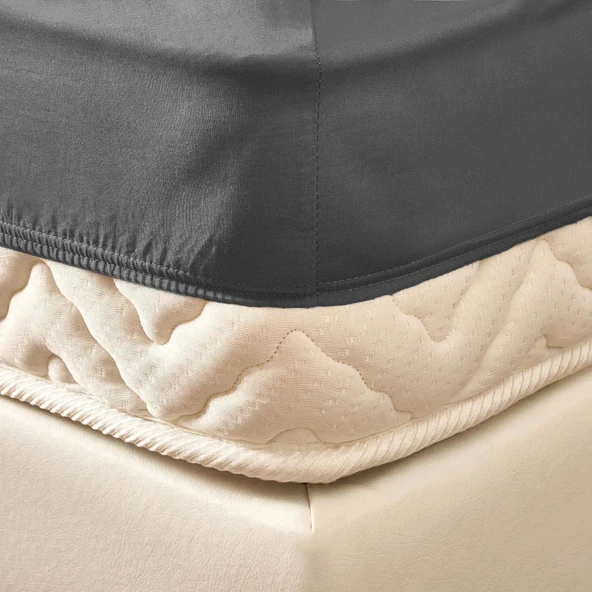 Soft Basic Tek Kişilik Lastikli Çarşaf - Antrasit - 100x200 cm - 2