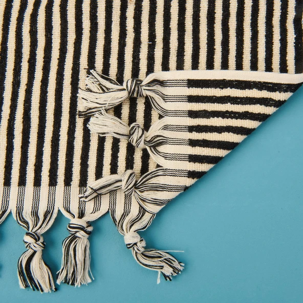 Soft Helga 2'li Havlu Seti - Ekru / Siyah - 30x30 cm - 3