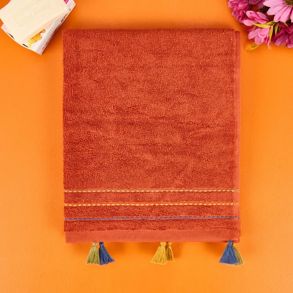 Soft Colorful Yüz Havlusu - Kiremit - 50x90 cm