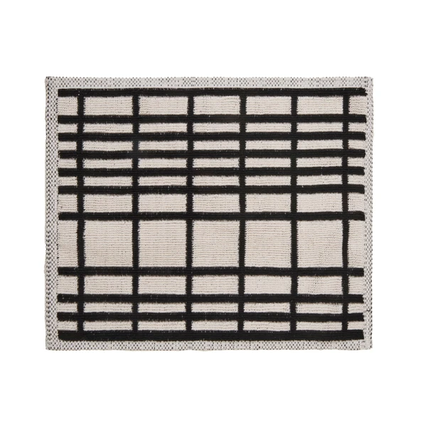 Soft Roger 2'li Banyo Paspası - Ekru / Siyah - 60x100 cm + 50x60 cm - 2