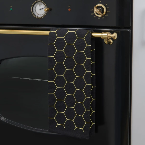 Soft Hexagon Mutfak Havlusu - Siyah - 40x66 cm - 2