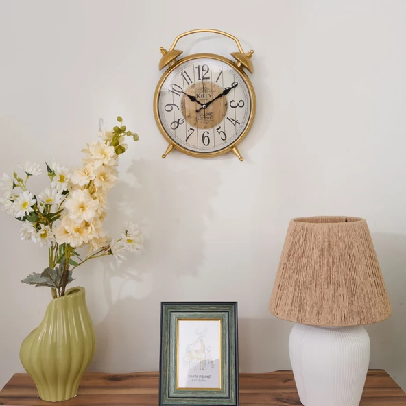 Dekoratif Antik Peter Masa Saati - Gold - 25x31 cm