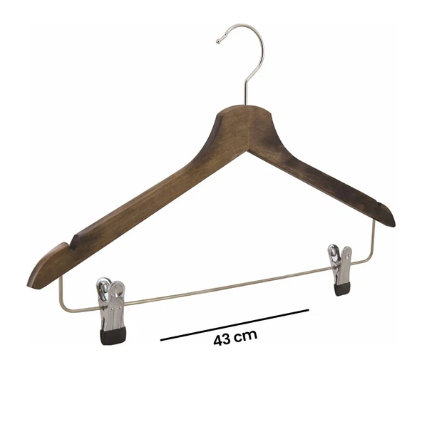 Ahşap Etek Pantolon Gömlek Askısı - Ceviz - 3