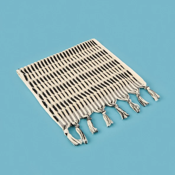 Soft Greta El Havlusu - Ekru / Siyah - 30x50 cm - 2