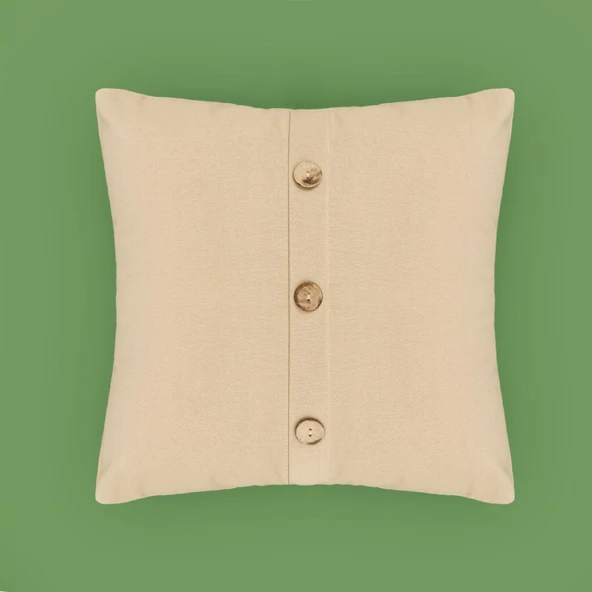 Soft Boho Düğme Detaylı Kırlent - Bej - 40x40 cm ürün görseli