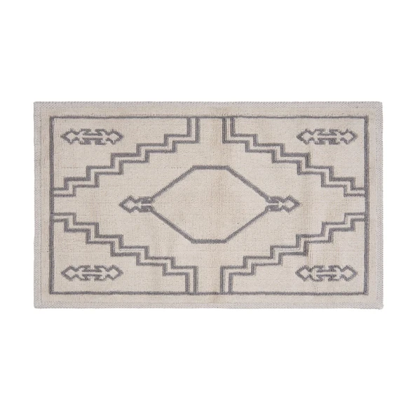 Soft Klas 2'li Banyo Paspası - Ekru / Gri - 60x100 cm + 50x60 cm